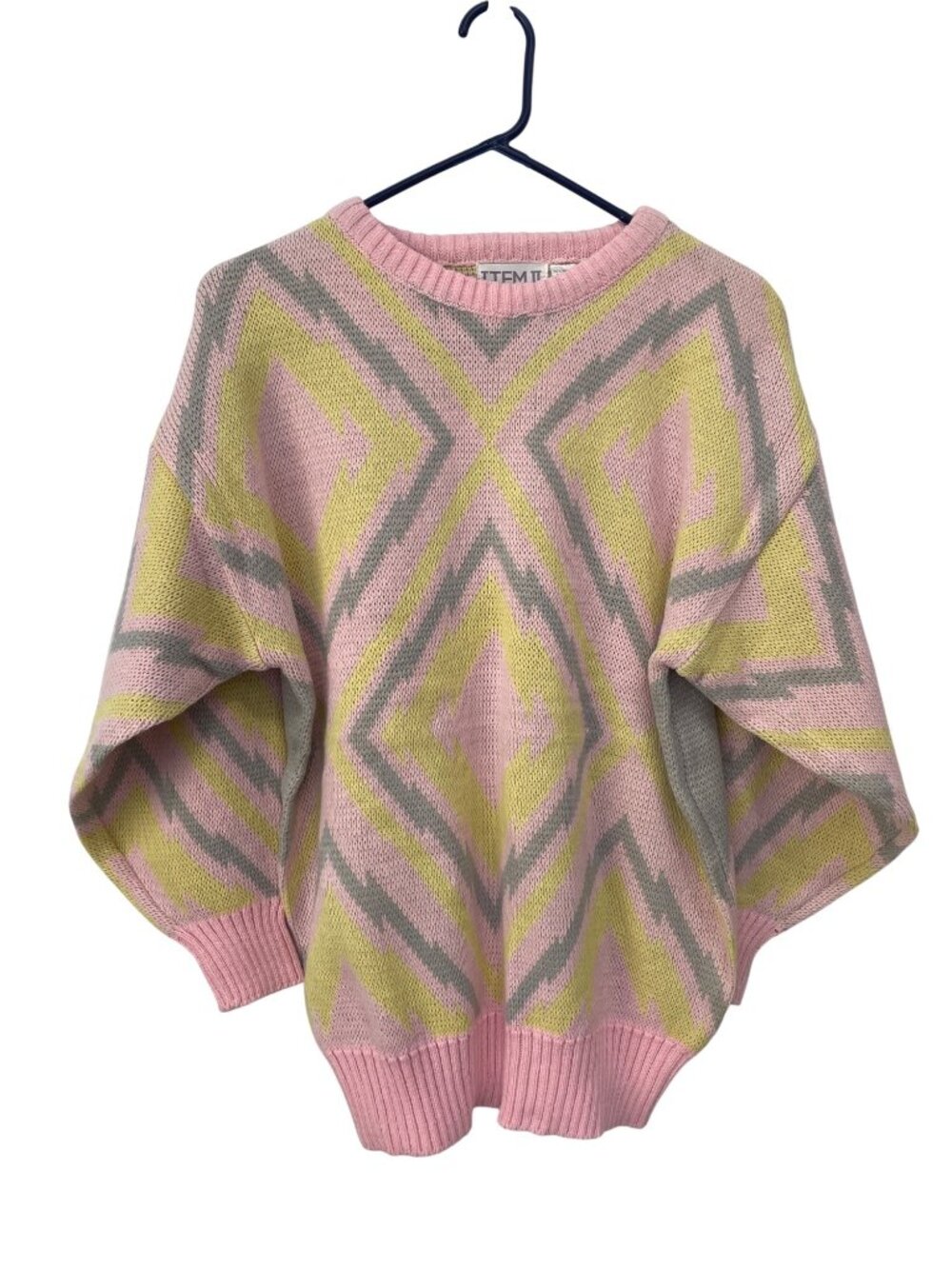 Vintage Item II Sweater Medium Crewneck Long Sleeve Pullover Geo Deadstock NEW
